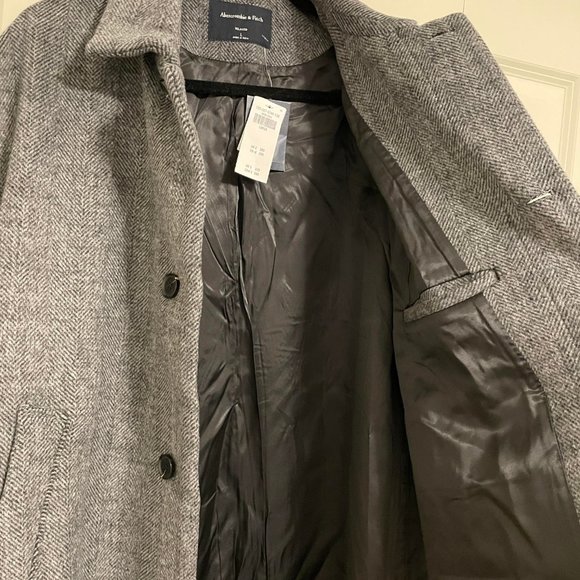 NWT Abercrombie Men's Relaxed Wool-Blend Mac Coat - Picture 5 of 7